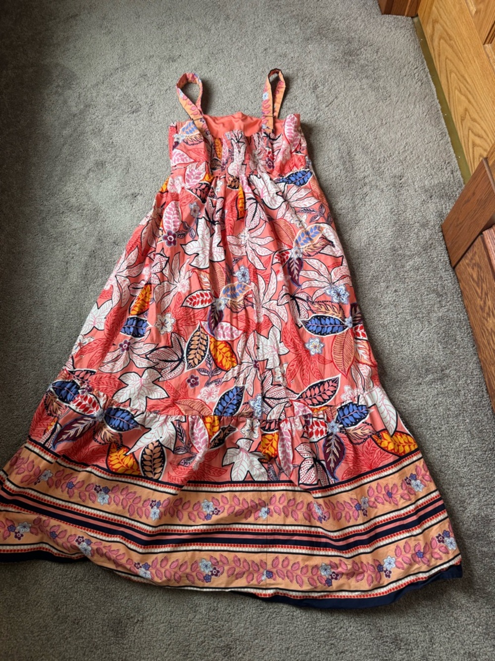 London Times Floral Midi Dress SIZE 12 Sleeveless Smocked Back Fit Flare Boho - Picture 4 of 6